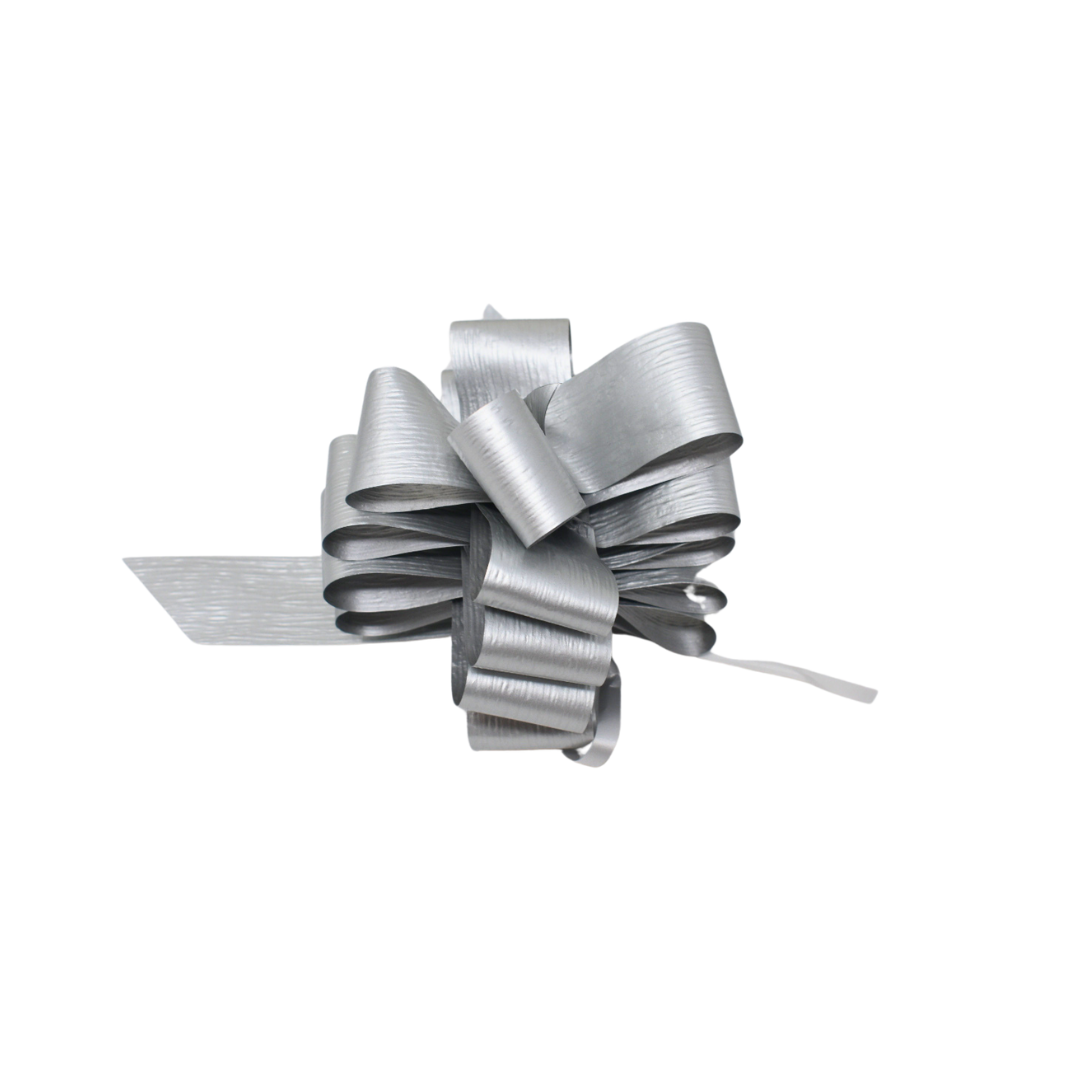 BOW POMPOM SILVER 35MM X50 (690883)